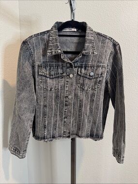 Origami Black Washed Denim Studded Jean Jacket